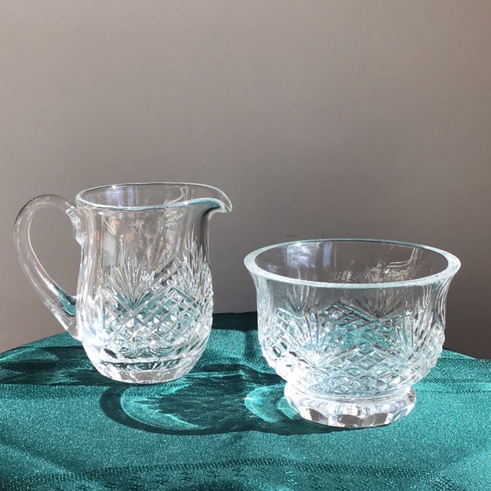 Wedgwood Crystal Sugar Bowl and Creamer Set Vintage
